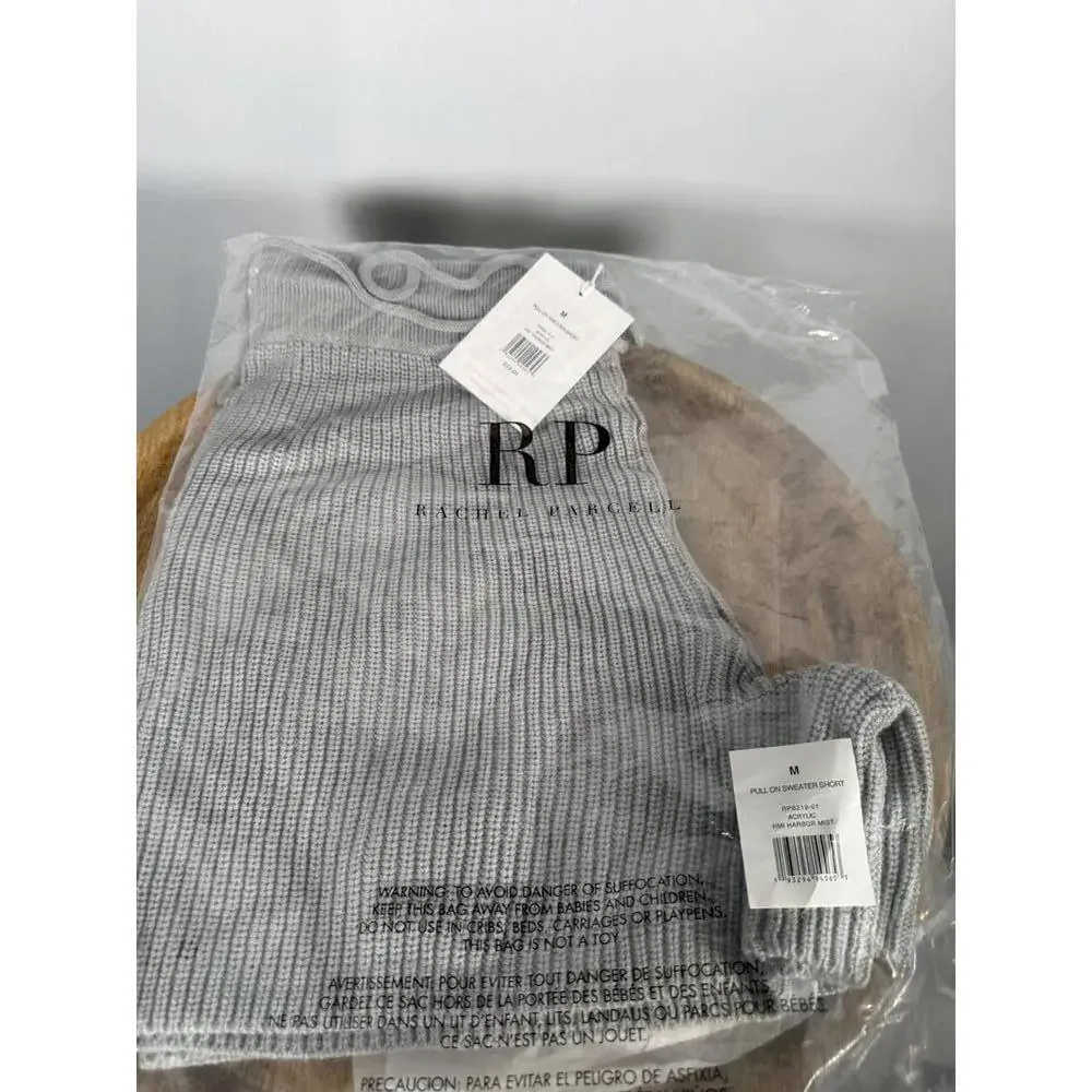 NWT Rachel Parcell Pull On Sweater Shorts Harbor Mist Gray Drawstring Size M - Picture 3 of 5